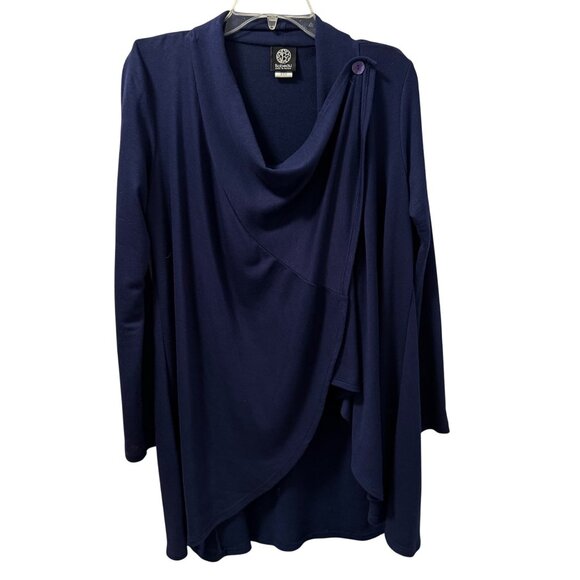 Bobeau Navy Blue Drape Front Long Sleeve Cardigan Sz Small cardigan - Picture 4 of 12